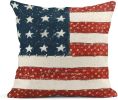 Set of 4 Linen Patriotic Throw Pillow Covers, 18" x 18"