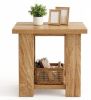 2-Tier Farmhouse End Table with Storage Shelves Side Table for Small Space Rustic Wooden Sofa Table Living Room Decor