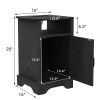Farmhouse Nightstand Set of 2 with Charging Station, Wooden End Table, Black Rustic Night Stand with Storage Cabinet and Shelf