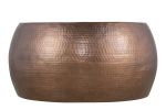 CT501 Modern Contemporary Round Aluminum material 32" Coffee Table, Farmhouse Table with Glossy Hand Hammered Design Antique Copper