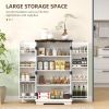 Farmhouse Kitchen Pantry Storage Cabinet, Kitchen Pantry Cabinet with Doors and Adjustable Shelves, White