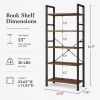 5 Tier Rustic Wood & Metal Industrial Bookshelf