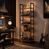 5 Tier Rustic Wood & Metal Industrial Bookshelf