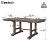 59"-77" Extendable Dining Table, Farmhouse Wooden Kitchen Table with Removable Leaf, Large Expanding Table for 4-8 (Brown)