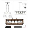 32" Walnut Industrial Farmhouse Rectangle Pendant Light, 5-Light Chandelier for Dining Room, Kitchen Island, Cafe Decor (No Bulbs)
