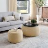 Round Storage Ottoman, Woven rattan (25"x25"x14.7")