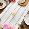 Mode Rustic Cotton Linen Table Runner, Seasonal Embroidered Hollow Kitchen Dining Table Decoration for Home Party Decor 13x36 Inch