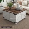 Coffee Table with Lift Top, 32" Farmhouse Center Table with Hidden Compartment for Living Room, Antique White