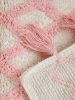Pink Tassel Bath Mat Hand Tufted Cotton Bath Rug For new year gift