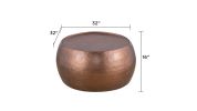 CT501 Modern Contemporary Round Aluminum material 32" Coffee Table, Farmhouse Table with Glossy Hand Hammered Design Antique Copper