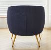 Corduroy Accent Chair with Gold Metal Legs, Modern Upholstered Armchair, Comfy Barrel Chair for Living Room Bedroom