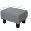 16" Gray Linen Fabric Ottoman Cube Footrest & Pouf