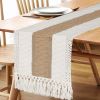 Boho Table Runner for Thanksgiving Fall Christmas Home Decor with Tassels 72 Inches Long Pottery barn Furniture Farmhouse Rustic Macrame Burlap Table