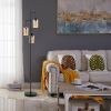Retro Floor Lamp with 3-Head Hanging Amber Glass Shades