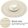 Set of 6 Boho Braided Bordered Round Placemats, 15" (Ivory)