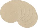 Set of 6 Cotton Polyester Heat Resistant Round Braided Placemats,15"  (Light Beige)