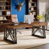 Executive Desk, Farmhouse Office Computer Desk with X-Shaped Legs