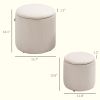 Cream White Corduroy Storage Ottomans with Wood Lids – Set of 2
