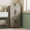 Bathroom Freestanding Cabinet, Farmhouse Bathroom Cabinet with Doors and Three-Level Shelf, 23.6" x 11.8" x 43.3", Light Gray