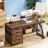 150 Cm Industrial Computer Desk with Reversible Drawer Cabinet - Home Office Desk Large Size Writing Table