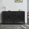60 inches Modern Farmhouse Accent Cabinet with 4 Doors and Adjustable Shelf Wood Sideboard Buffet Cabinet Console Table Credenza Buffet Table for Kitc