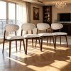 Set of 4 Modern Solid Wood Dining Chairs, Light Gray