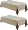 2 Pack Linen Textured Water Resistant Rectangle Tablecloth, 52x70 inch, Beige
