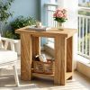 2-Tier Farmhouse End Table with Storage Shelves Side Table for Small Space Rustic Wooden Sofa Table Living Room Decor