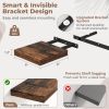 8 Inch Floating Shelves for Wall with Invisible Brackets Set of 3, 8"D Engineered Wood Wall Shelves with Wood Grain for Living Room, Bedroom, Bathroom