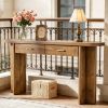 Farmhouse Oval Curved Entryway Table with 2 Drawers 63" Console Table Country Chic Hall Table Wood Sofa Table for Living Room
