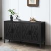 60 inches Modern Farmhouse Accent Cabinet with 4 Doors and Adjustable Shelf Wood Sideboard Buffet Cabinet Console Table Credenza Buffet Table for Kitc