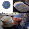 Set of 4 Round Braided Linen Placemats, 7" (Gray)