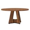 Round Dining Table for 4, 47" Wooden Kitchen Table Farmhouse Dinner Table