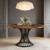 Round Dining Table for 4-6, Farmhouse Circle Kitchen Table
