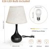 ONEWISH Touch Bedside Lamp for Bedroom, 3-Way Dimmable Farmhouse Table Lamps for Nightstand with Fabric Shade