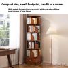 6 Tier 360° Rotating Solid Wood Bookshelf with Wheels