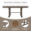 59"-77" Extendable Dining Table, Farmhouse Wooden Kitchen Table with Removable Leaf, Large Expanding Table for 4-8 (Brown)