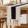 Boho Table Runner for Christmas Home Decor with Tassels 72 Inches Long Farmhouse Rustic Black Halloween Table Runner Macrame Burlap Table Decoration f