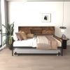 Twin Daybed with Trundle, Farmhouse Daybed Frame with Sliding Barn Door Headboard and Charging Station & LED for Bedroom and Guest Room