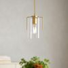 Farmhouse Gold Pendant Light, 1-Light Clear Glass Kitchen Island Light for Dining Table, Adjustable Modern Hanging Ceiling Fixture for Entryway