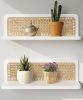 Rattan Wall Shelf 16inch Set of 2, Handmade White Floating Shelves Boho Wall Decor