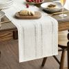 Mode Beige Rustic Cotton Linen Table Runner, Seasonal Embroidered Hollow Kitchen Dining Table Decoration for Home Party Decor 13x36 Inch