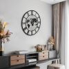 36 Inch Large Black Metal Wall Clock, Modern Silent World Map Wall Clock with Gold Pointers, Decorative for Living Room, Entryway, Dinning Room
