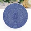 Set of 6 Round Braided Placemats 15" (Blue)