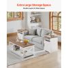 3 Pieces Farmhouse Coffee Table Sets, 40 in Industrial Coffee Table with 2 End Side Tables