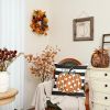Fall Pillow Cover, Black and White Striped Polka Dots Pumpkin Orange Decorative Throw Pillowcase