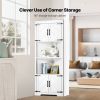 68" Tall Corner Storage Cabinet, 6 Tiers Farmhouse Storage Cabinet with 4 Wooden Doors & Adjustable Shelves