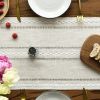 Mode Beige Rustic Cotton Linen Table Runner, Seasonal Embroidered Hollow Kitchen Dining Table Decoration for Home Party Decor 13x36 Inch
