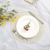 Set of 6 Boho Braided Bordered Round Placemats, 15" (Ivory)