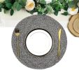 Set of 6 Round Braided Placemats 15" (Gray)